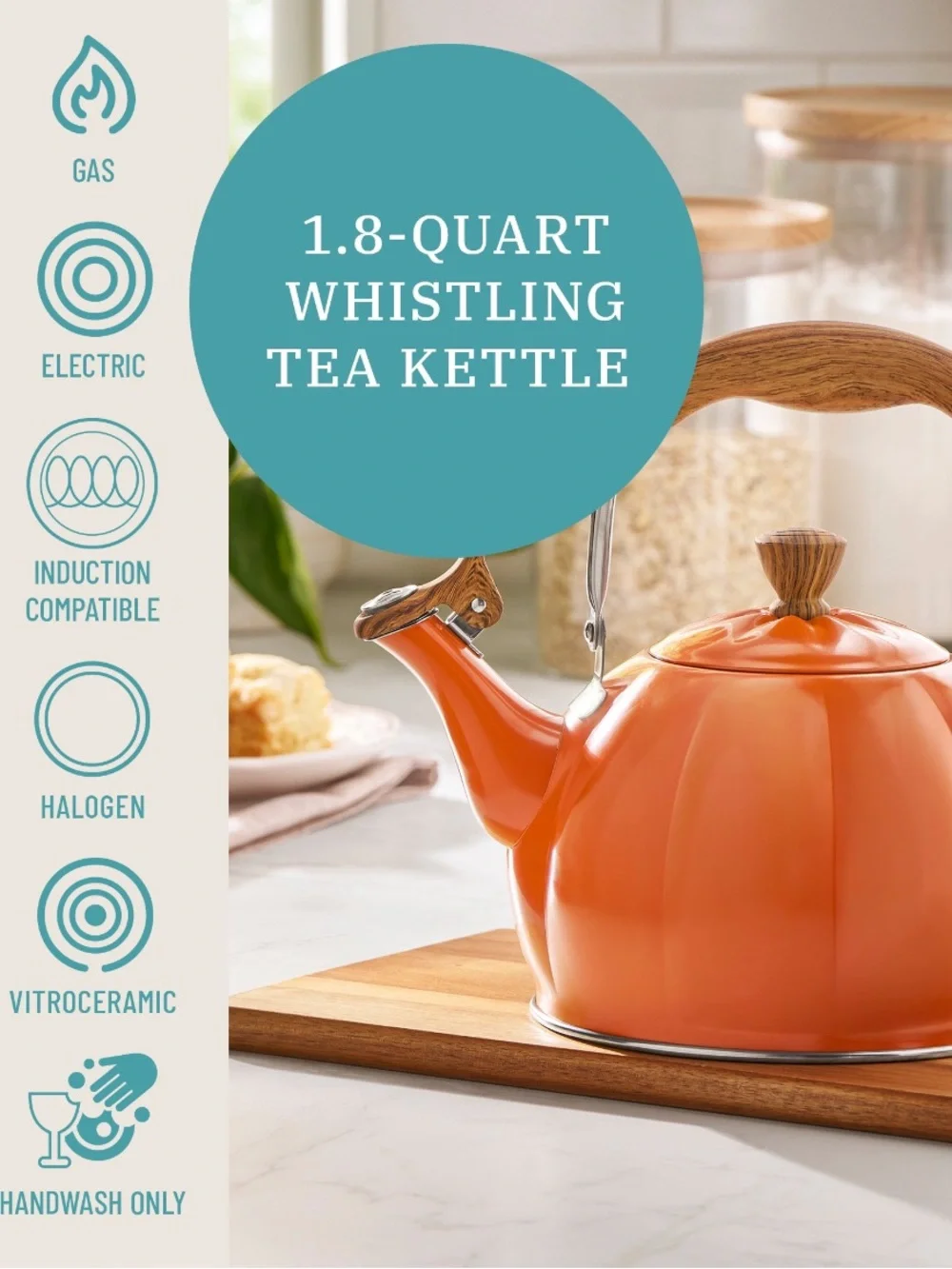 The Pioneer Woman Pumpkin Tea Kettle's autumn flair